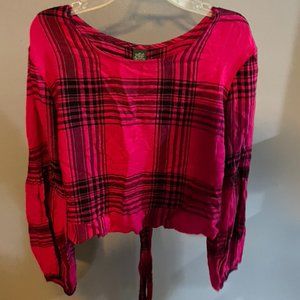 Hot Pink Plaid Blouse